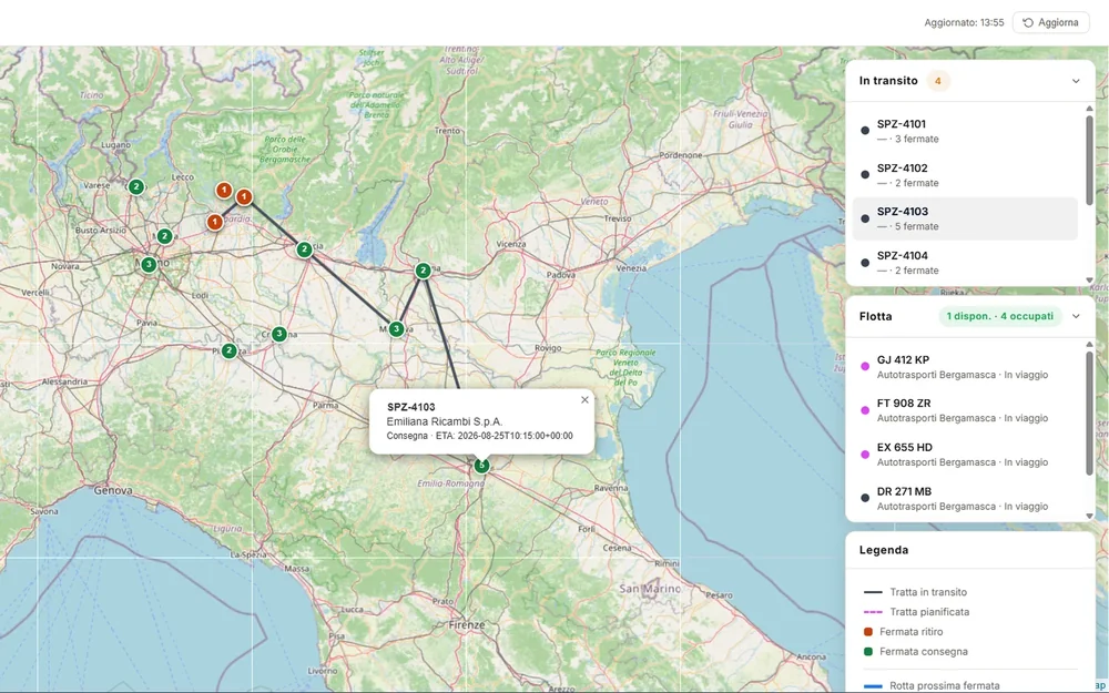 SmartPOD: mappa live dei mezzi in transito